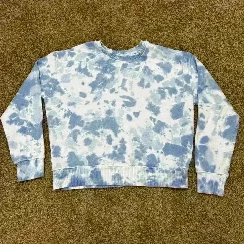 Time And Tru Women’s Blue White Tie-Dye Long Sleeve Top, size L (12-14)